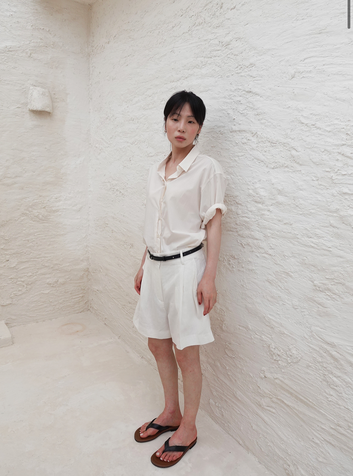 [새상품] [모크 m.o.k] moist linen shorts S